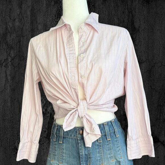 Soft pink striped jcrew haberdashery button up - Picture 2 of 3